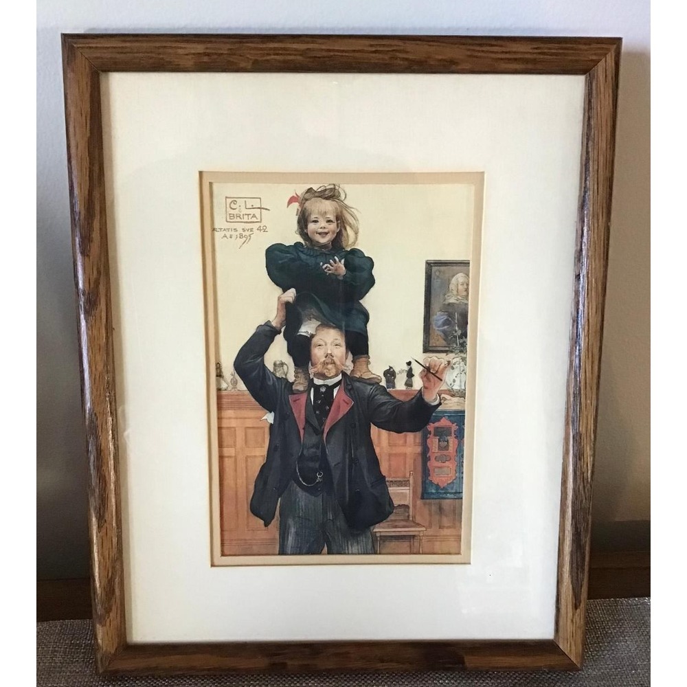 Carl Larsson Brita and I Framed Art Print 1895 Swedish Artist Portrait 8.5x10.5